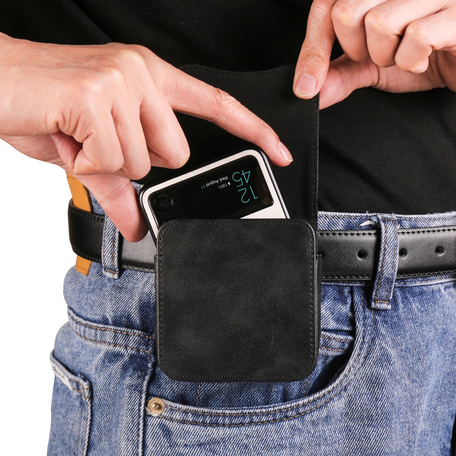 Phone Belt Bag for Universal Folding Cell Phones Magnetic Waist Pouch with Card Slots