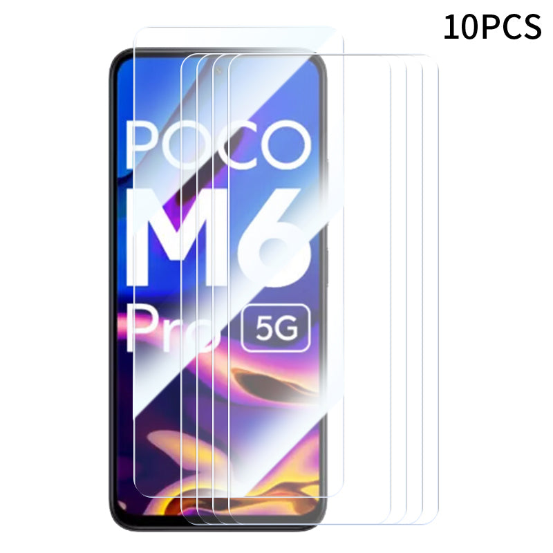 RURIHAI 10Pcs Screen Protector for Xiaomi Poco M6 Pro 5G / Redmi 12 5G (Global) Anti-Shatter 2.5D Film