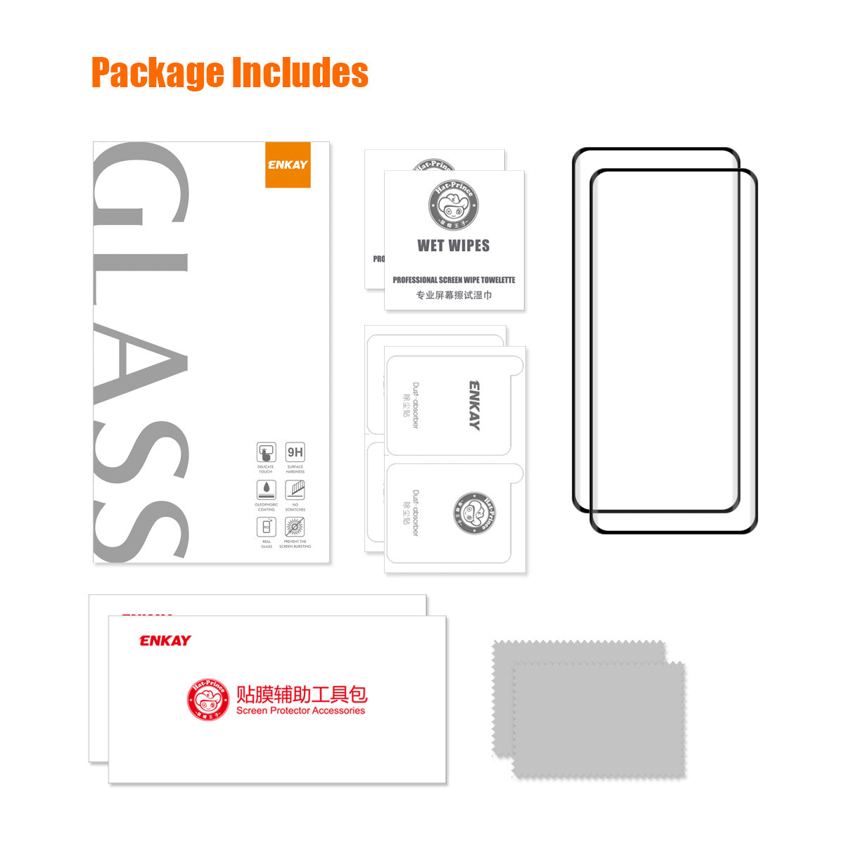 ENKAY HAT PRINCE 2PCS for OnePlus Ace 2 5G / Ace 2 Pro 5G / 11R 5G Film 3D Curved Tempered Glass Screen Protector