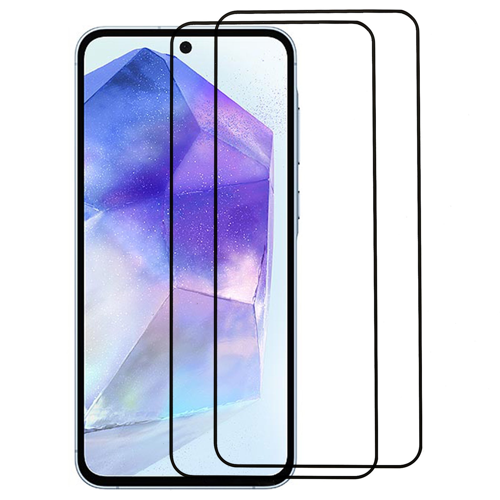 2Pcs For Samsung Galaxy A55 5G Silk Printing Full Screen Protector Tempered Glass Full Glue Film