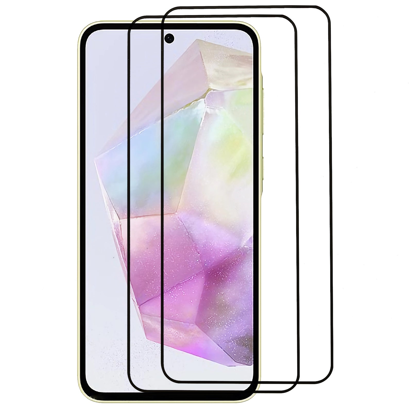 2Pcs For Samsung Galaxy A35 5G Silk Printing Tempered Glass Full Screen Protector Anti-fingerprint