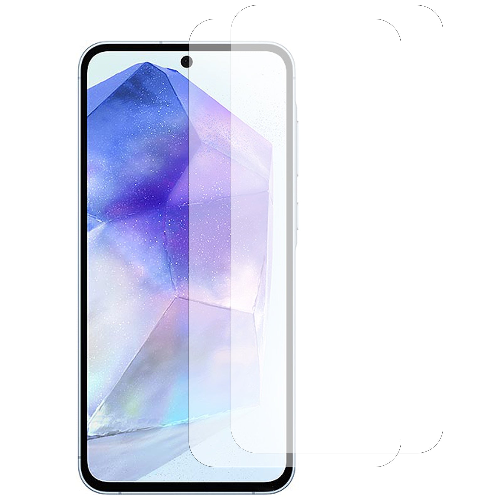 2Pcs For Samsung Galaxy A55 5G Screen Protector 0.25 Arc Edge Shatterproof Tempered Glass Film