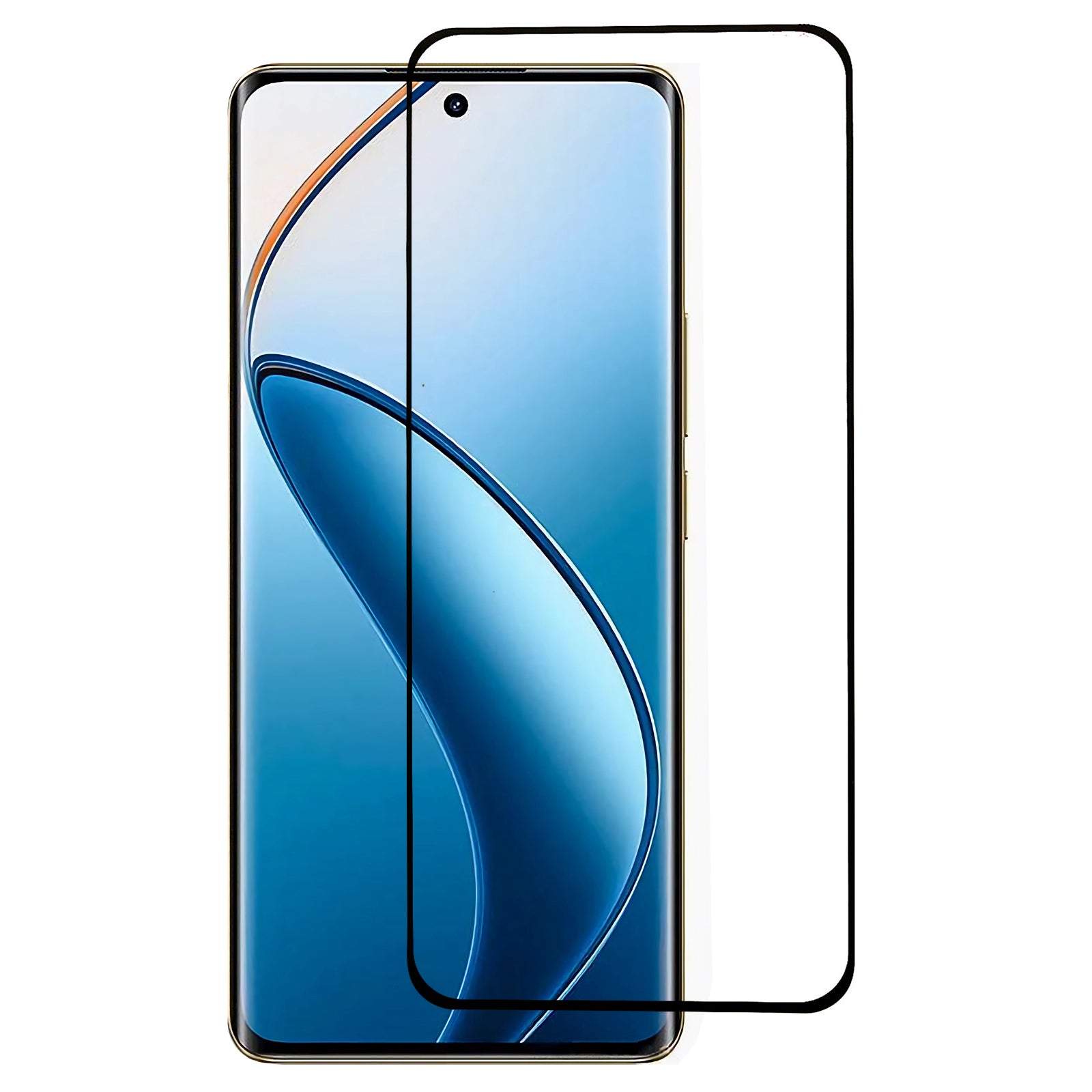 For Realme 12 Pro 5G / 12 Pro+ 5G Screen Protector Silk Printing Curved Edge Tempered Glass Film