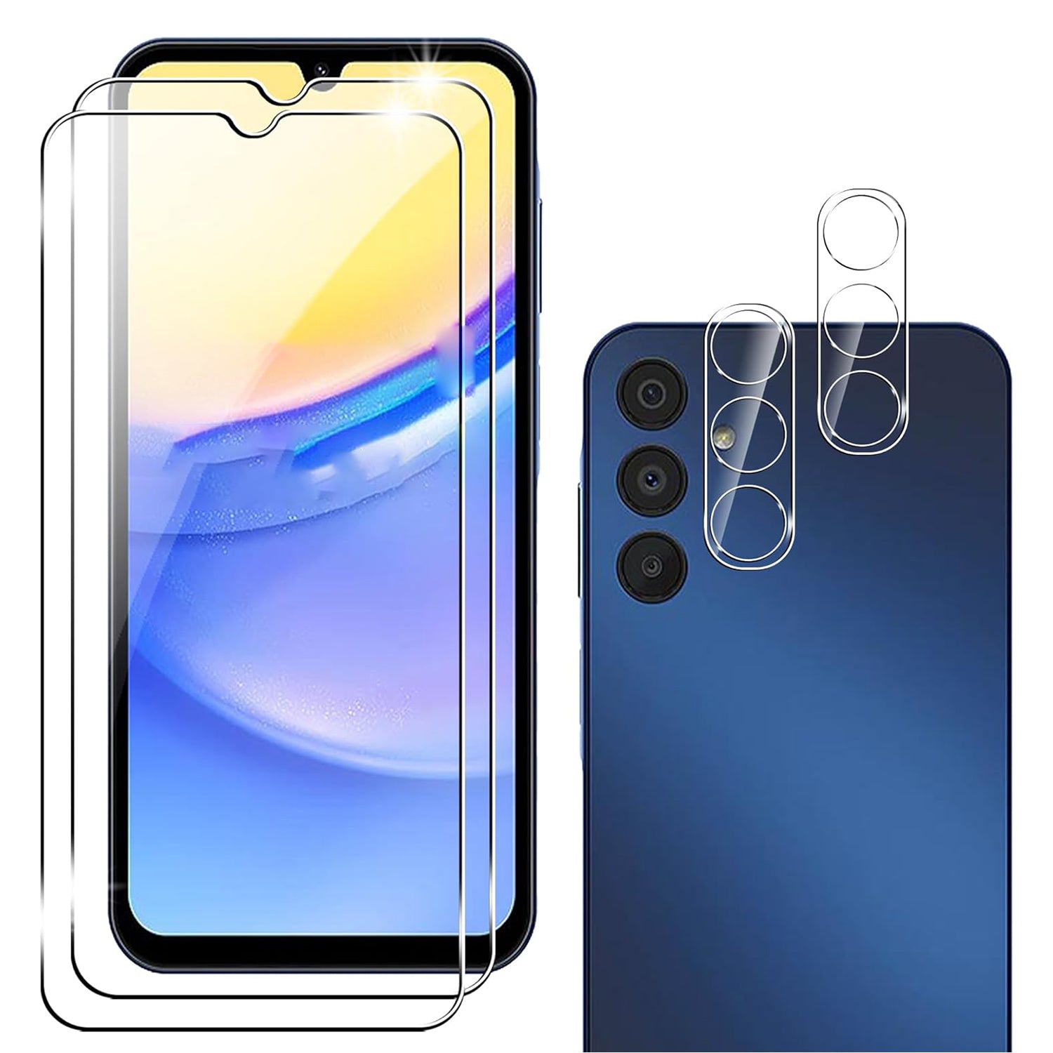 2Pcs For Samsung Galaxy S23 FE Screen Protector High Clarity Tempered Glass Film with Camera Lens Film