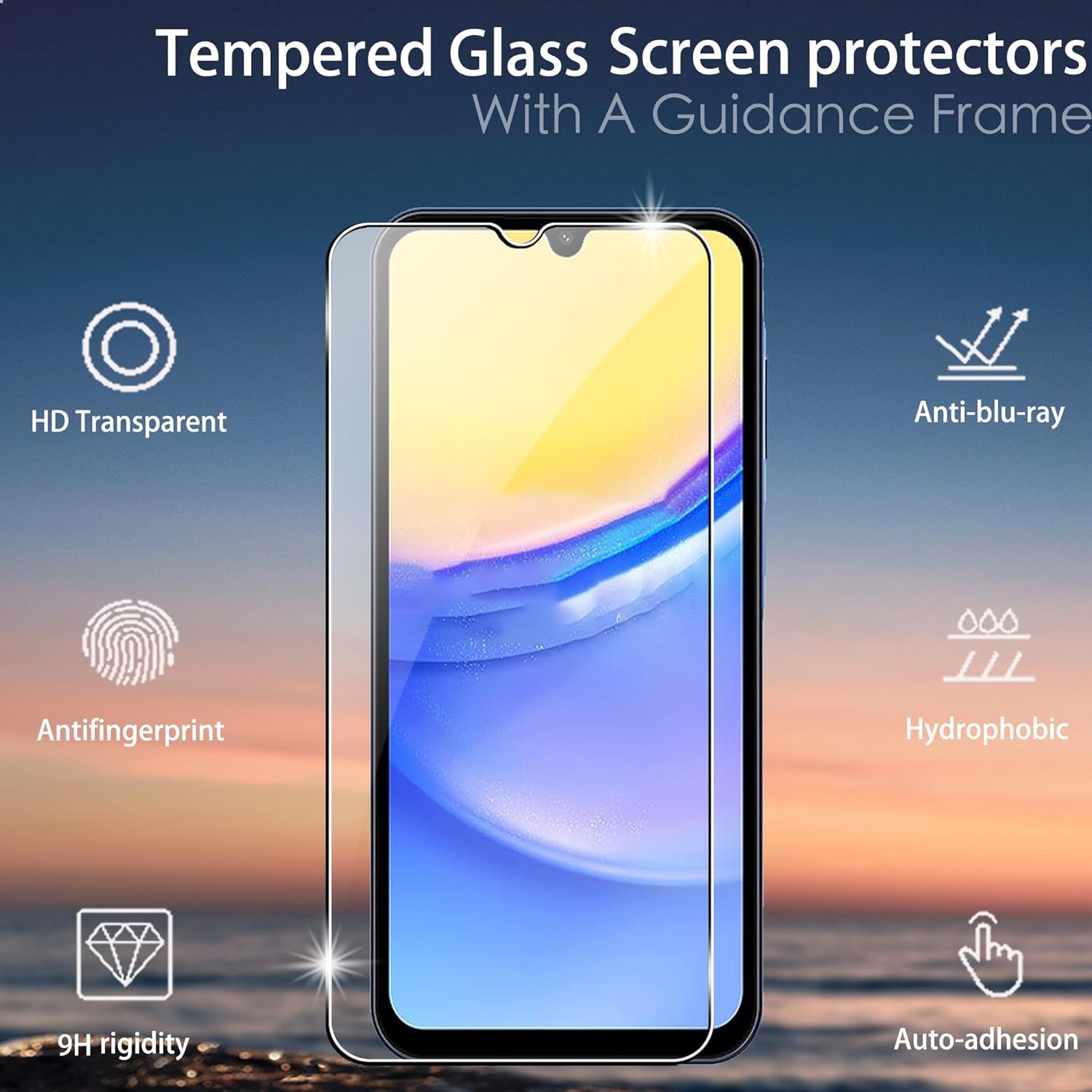 2Pcs For Samsung Galaxy S23 FE Screen Protector High Clarity Tempered Glass Film with Camera Lens Film