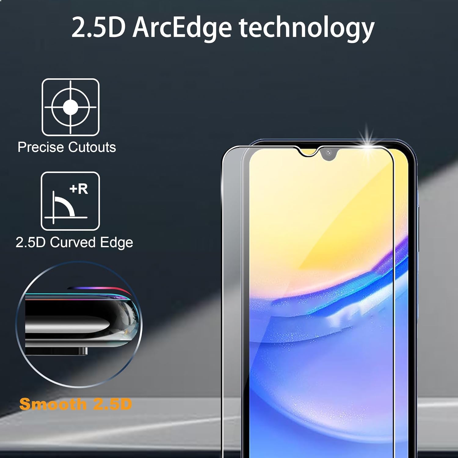 2Pcs For Samsung Galaxy A25 5G (Global) (161.0 x 76.5 x 8.3mm) Tempered Glass Film with Camera Lens Protectors