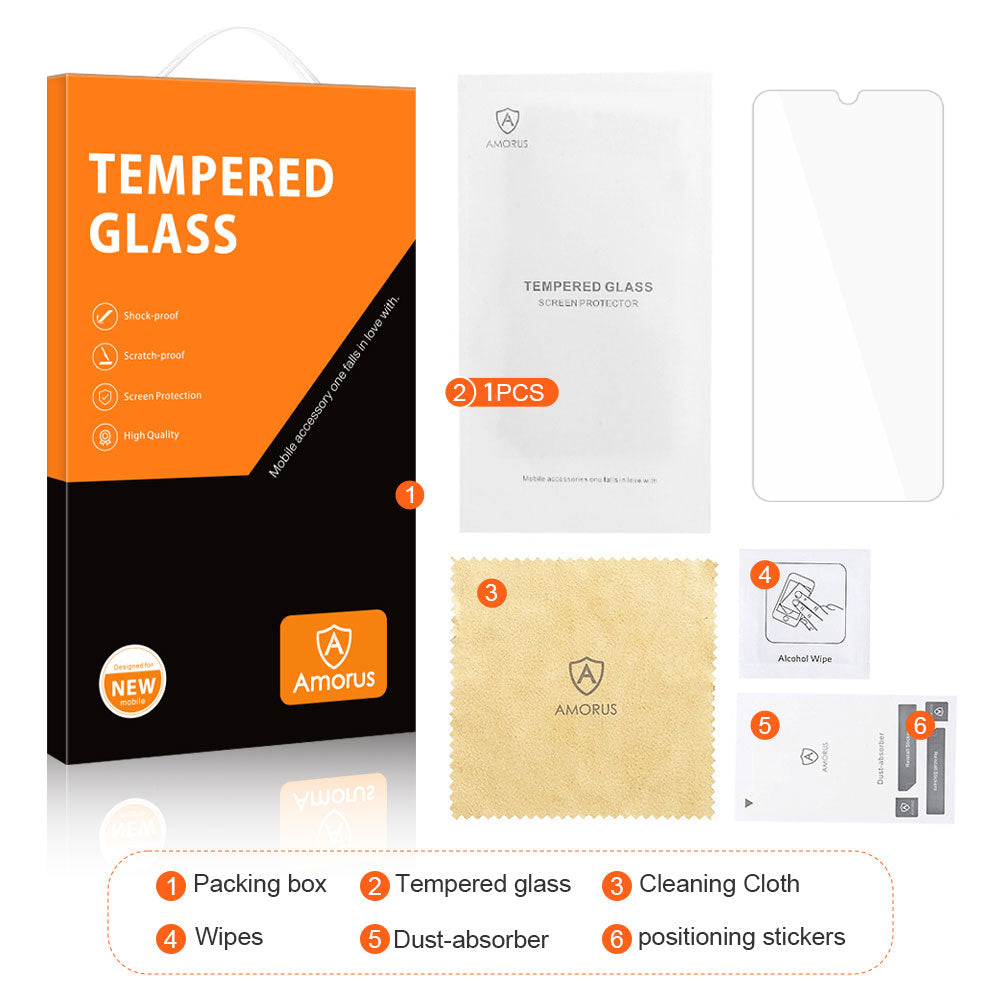 AMORUS For Samsung Galaxy M14 4G Screen Protector Transparent 2.5D High Aluminum-silicon Glass Film