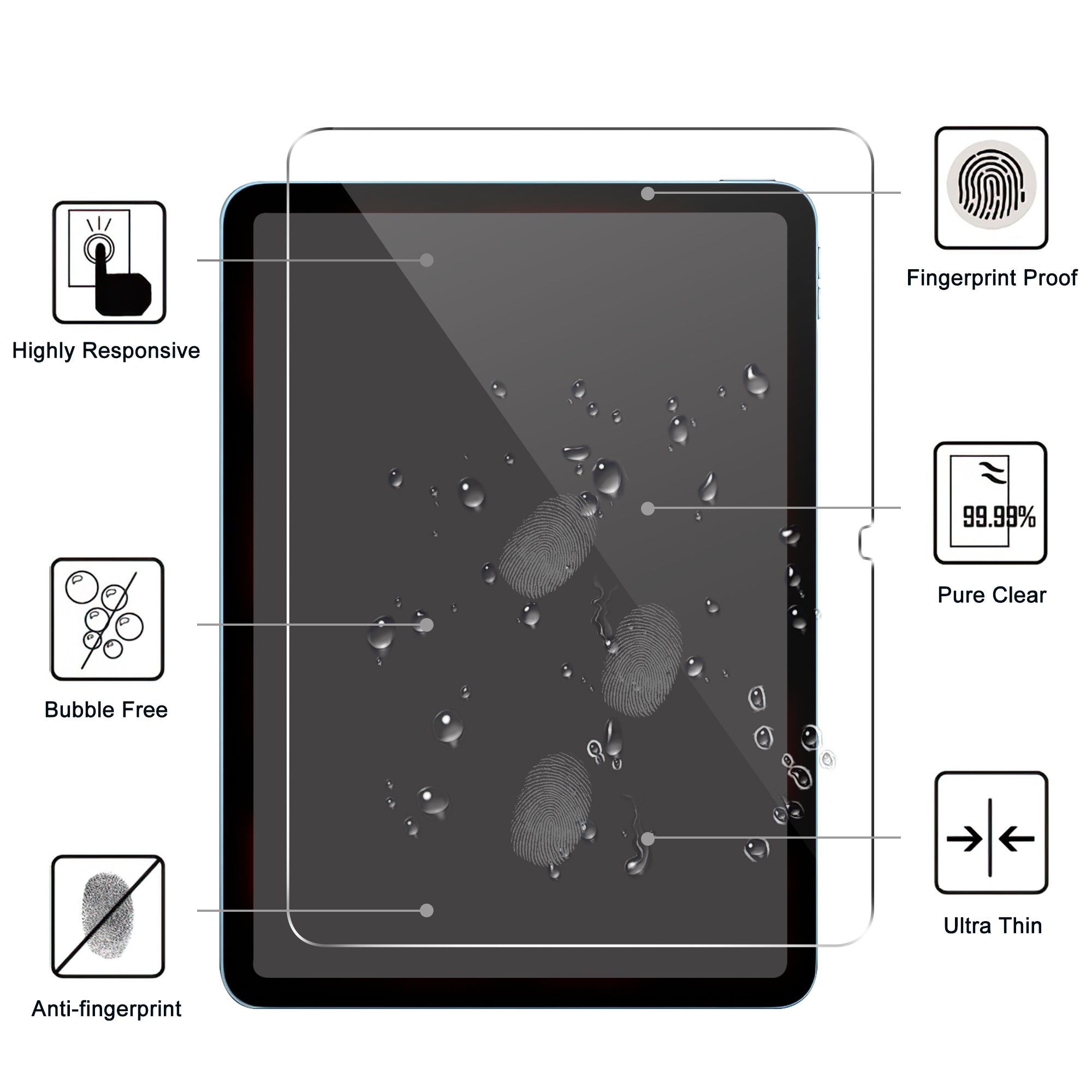 For iPad Air 13 (2024) Screen Film Arc Edge Tempered Glass Tablet Screen Protector