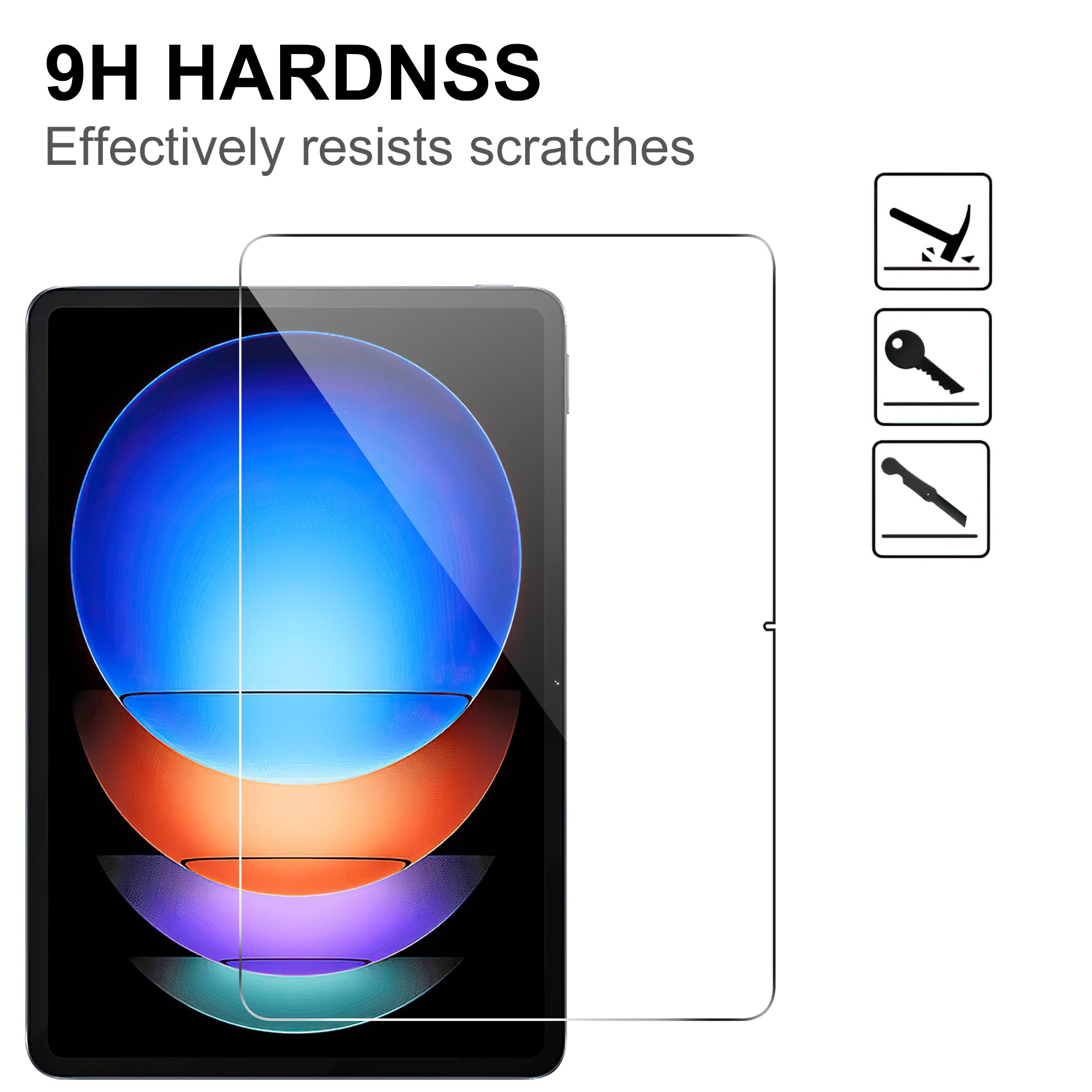 For Xiaomi Pad 6S Pro 12.4 Tempered Glass Screen Protector Arc-Edge 9H Hardness Screen Film