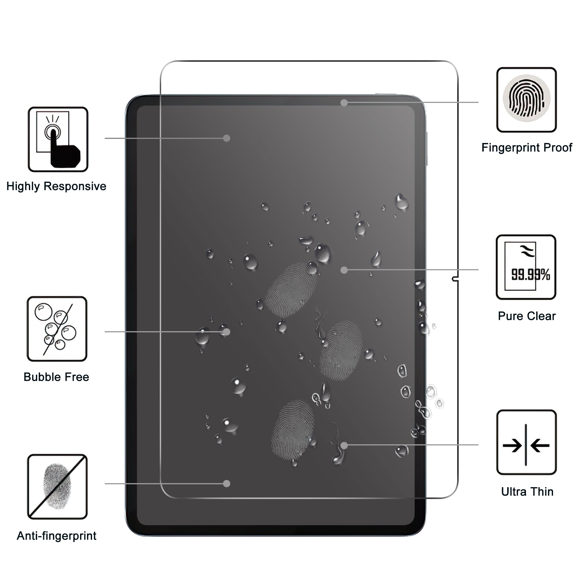 For Xiaomi Pad 6S Pro 12.4 Tempered Glass Screen Film 2.5D Straight Edge Screen Protector