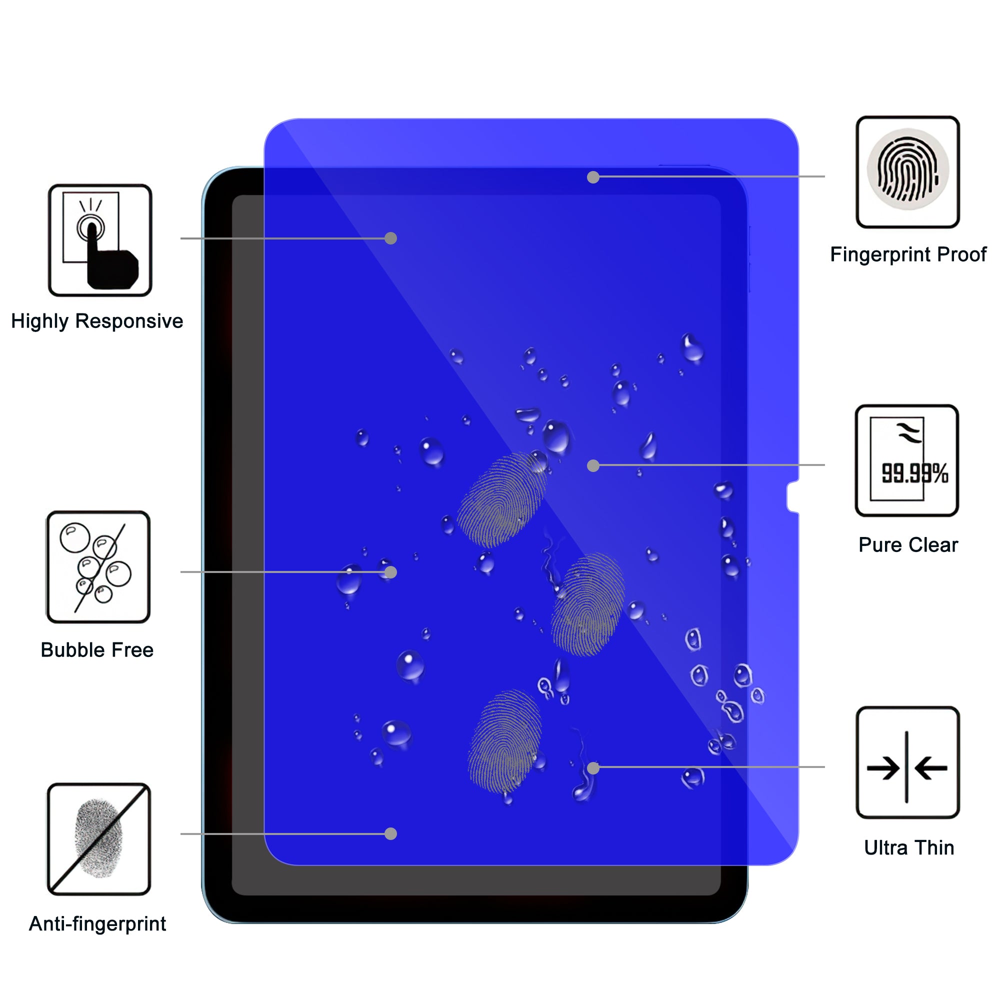 For iPad Air 11 (2024) Screen Protector Blue Light Blocking Tempered Glass Film