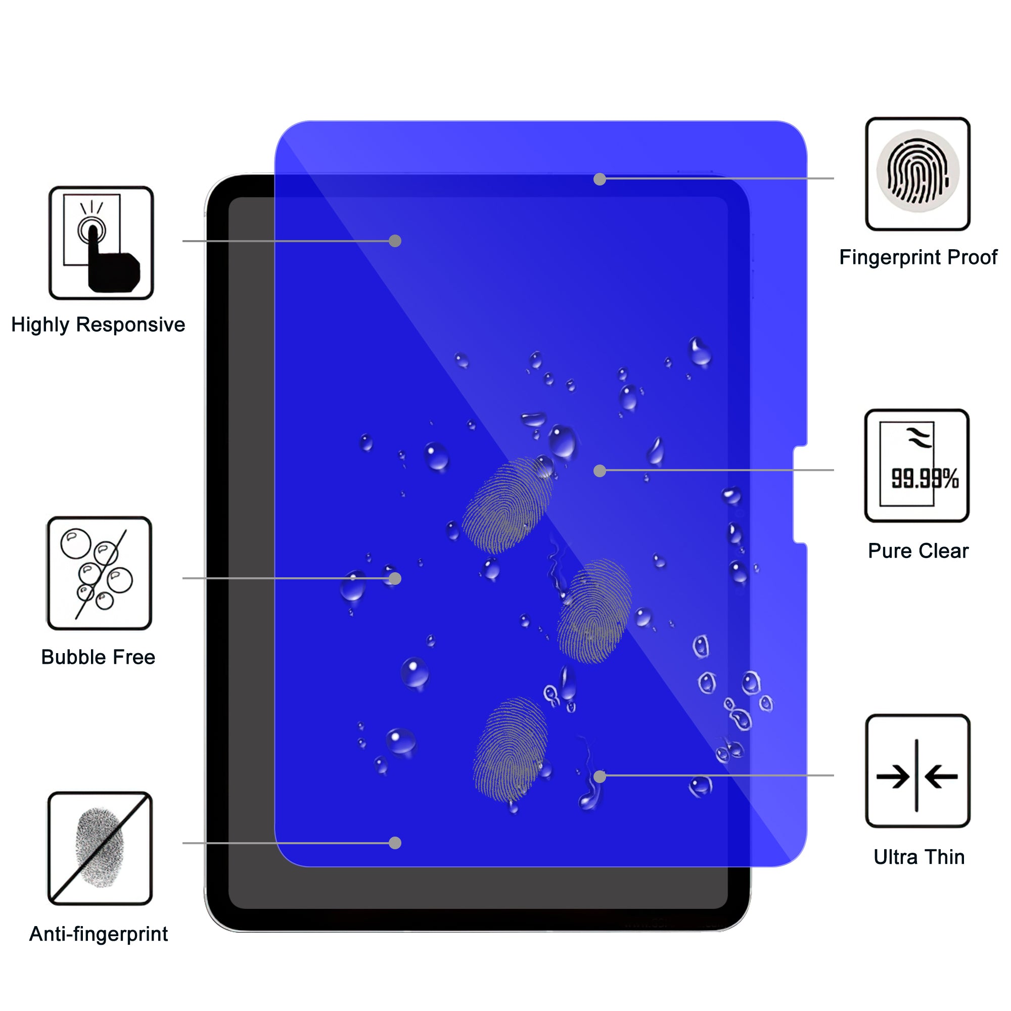 For iPad Pro 11 (2024) Tempered Glass Screen Protector Blue Light Blocking Screen Film