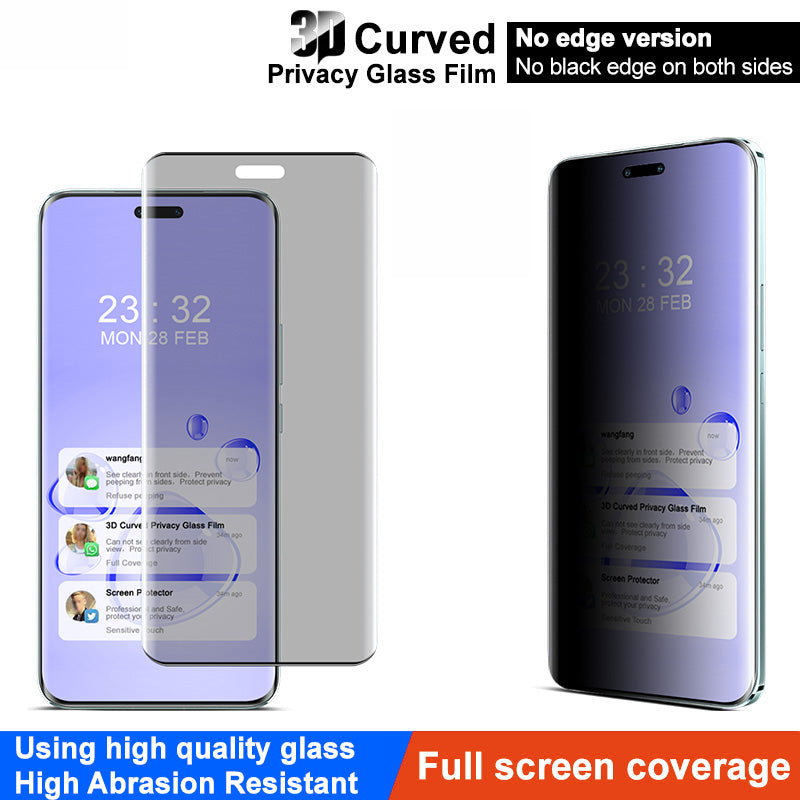 IMAK For Honor Magic6 Pro 5G / Magic6 Ultimate 5G Anti-Spy Screen Film 3D Curved Tempered Glass Full Screen Protector