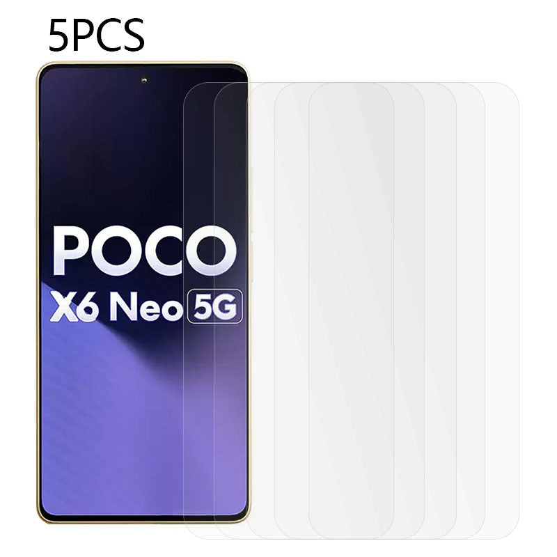 5PCS For Xiaomi Poco X6 Neo 5G Screen Protector 0.3mm 2.5D HD Tempered Glass Phone Film