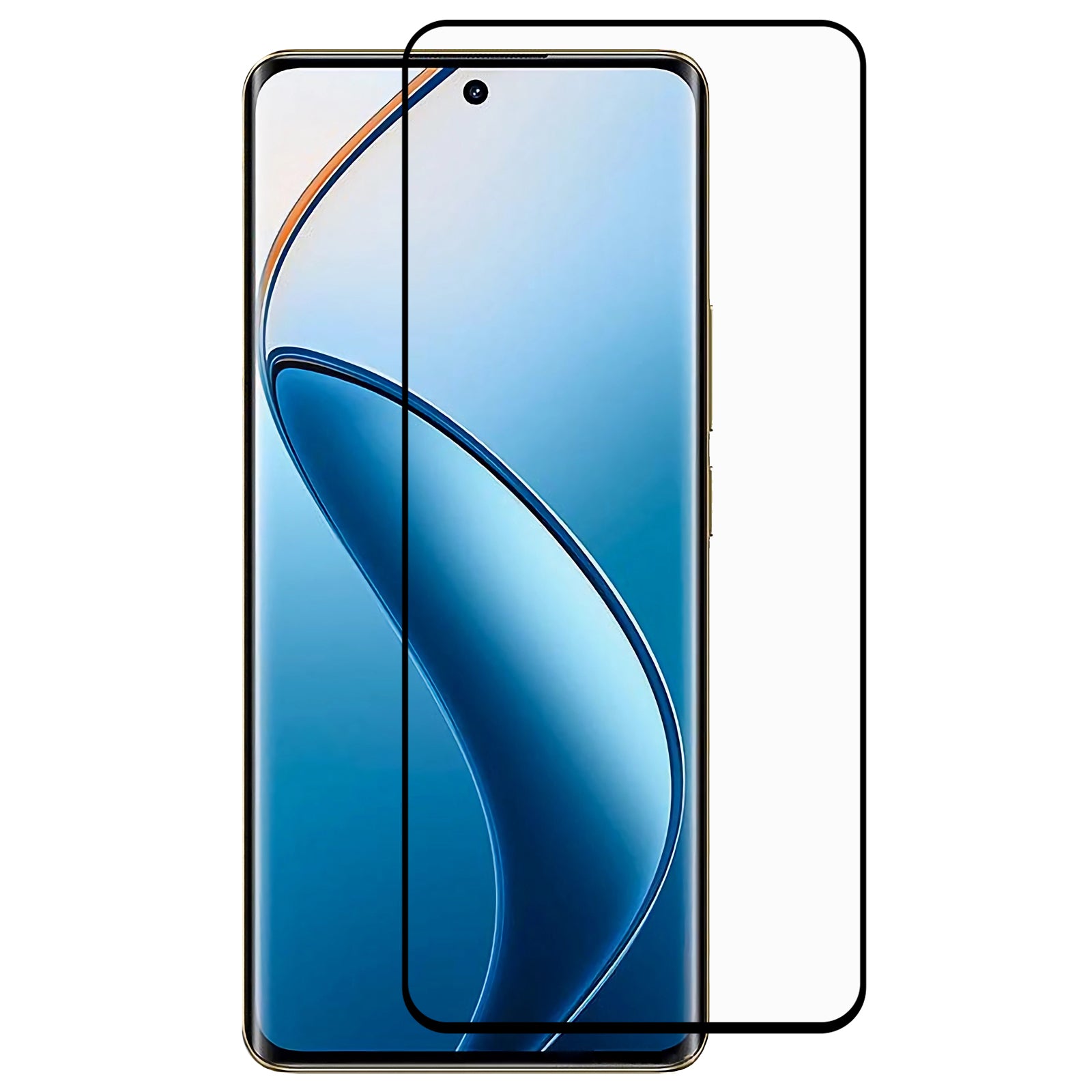 For Realme 12 Tempered Glass Screen Protector Silk Printing Ultra Clear Cell Phone Screen Film