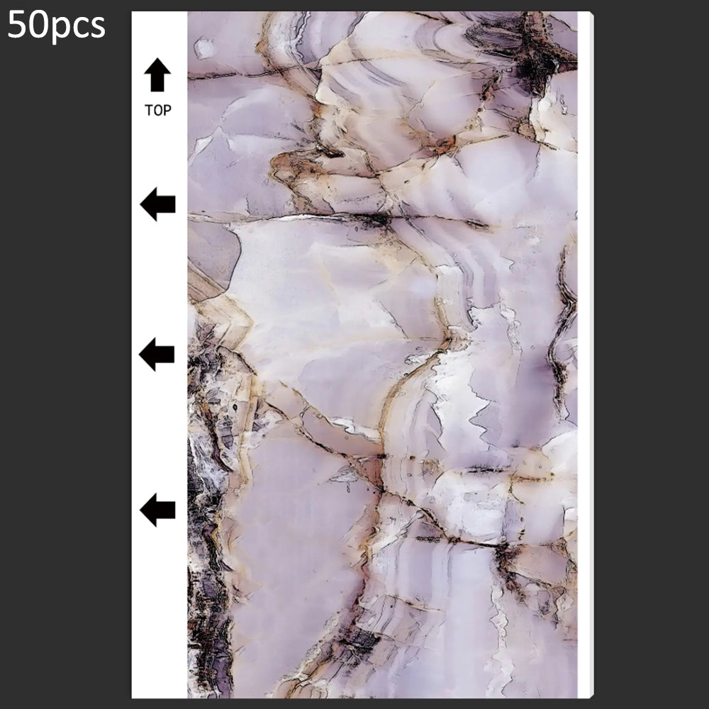 50Pcs / Pack Marble Grain Series Back Film Protector 18x10.5cm PVC Decorative Sticker for Cutting Machine