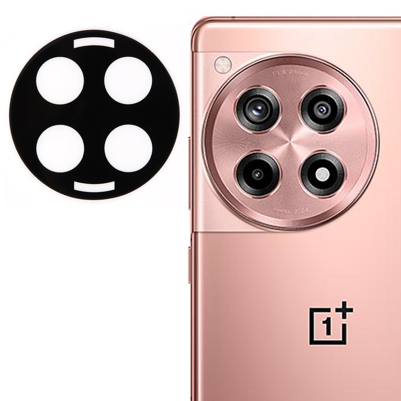 For OnePlus Ace 3 5G / 12R 5G Tempered Glass Lens Film Silk Printing Black Phone Lens Protector