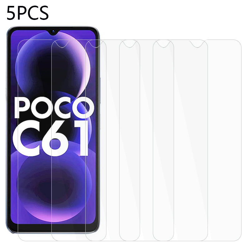 5PCS For Xiaomi Redmi A3 / Poco C61 4G Screen Protector Strong Hardness HD Clear Tempered Glass Film