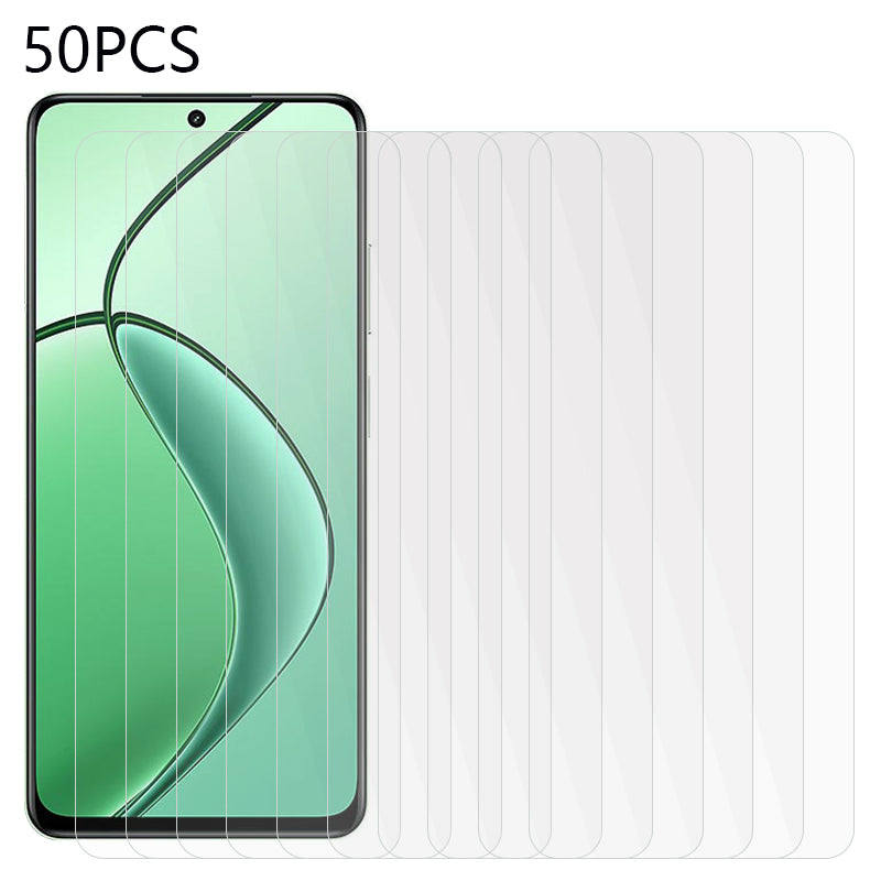 50PCS For Realme 12x 5G Screen Protector 2.5D 0.3mm Clear Anti-Bubble Tempered Glass Film