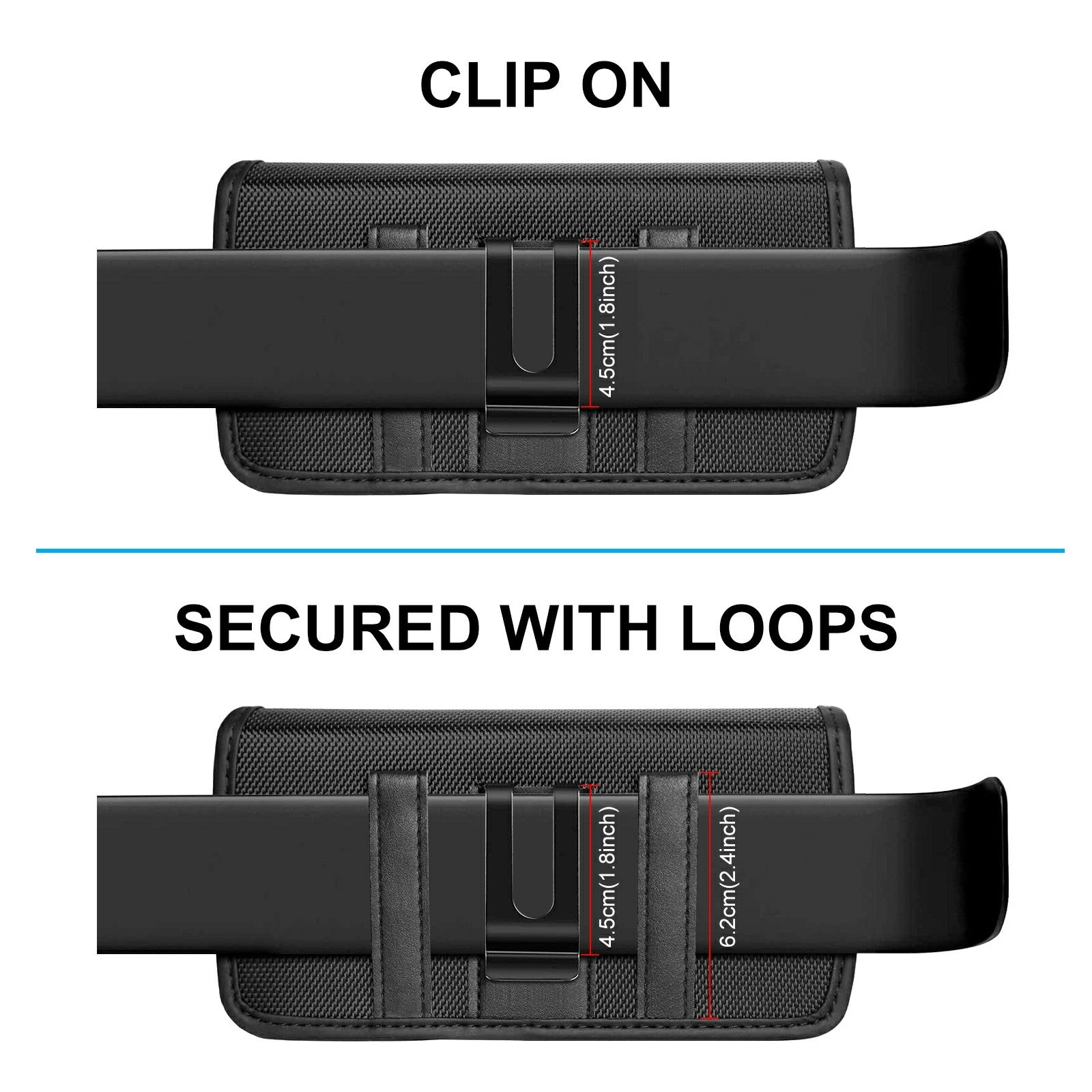 HAWEEL HWL2174B Horizontal Cellphone Nylon Storage Pouch Men Belt Hanging Bag for Phone within 4.7-inch