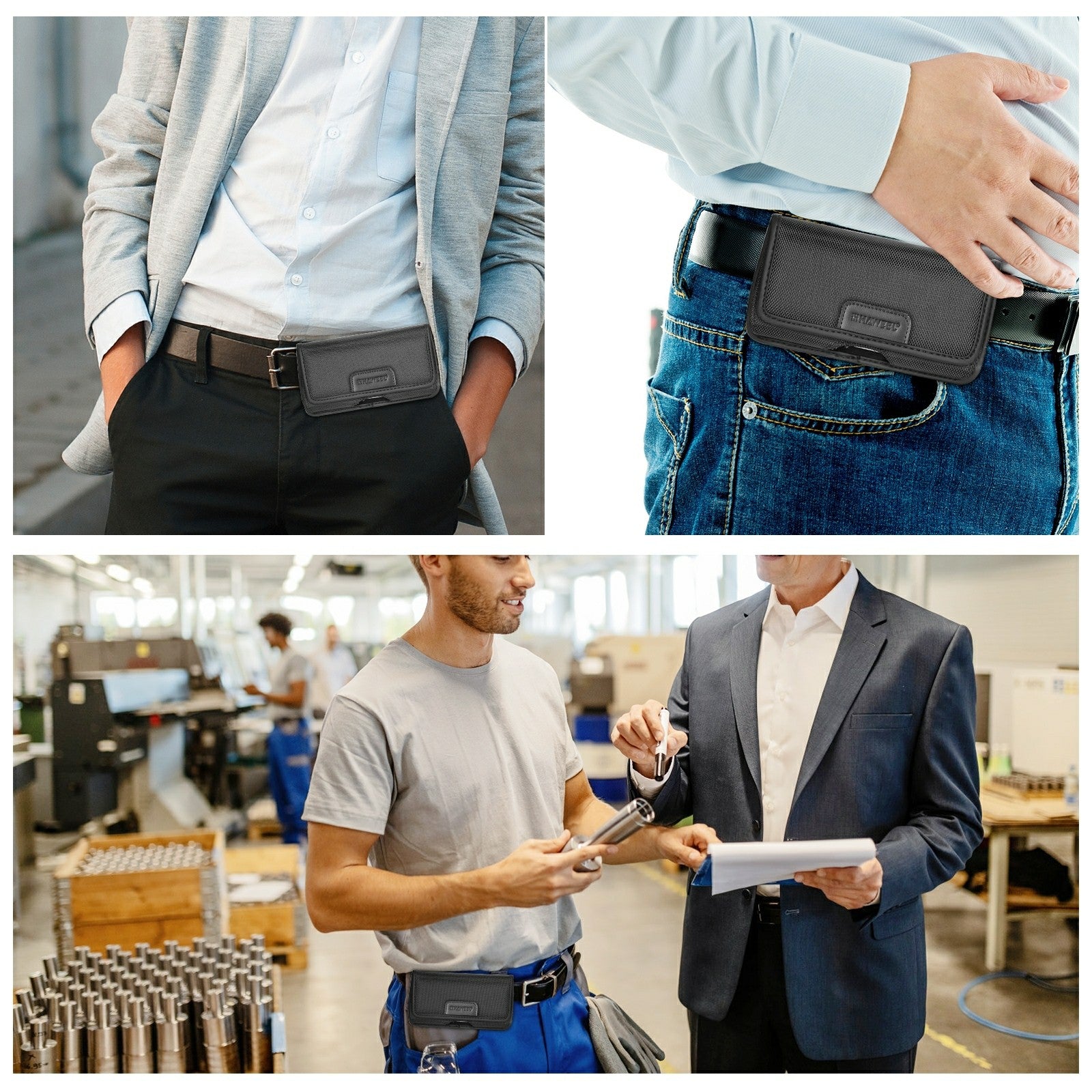 HAWEEL HWL2175B Leather Cell Phone Holster with Belt Loop 4.7-6.1 inch Phone Belt Holder Wallet for Men