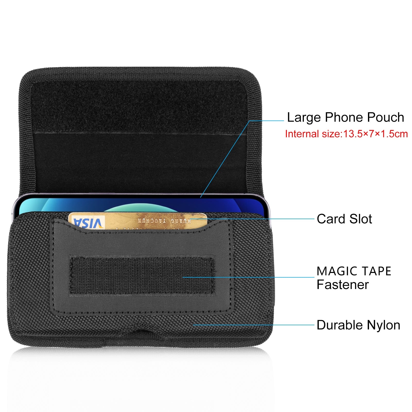 HAWEEL HWL2176B Horizontal 6.1-6.8inch Cellphone Nylon Storage Pouch Men Belt Hanging Bag