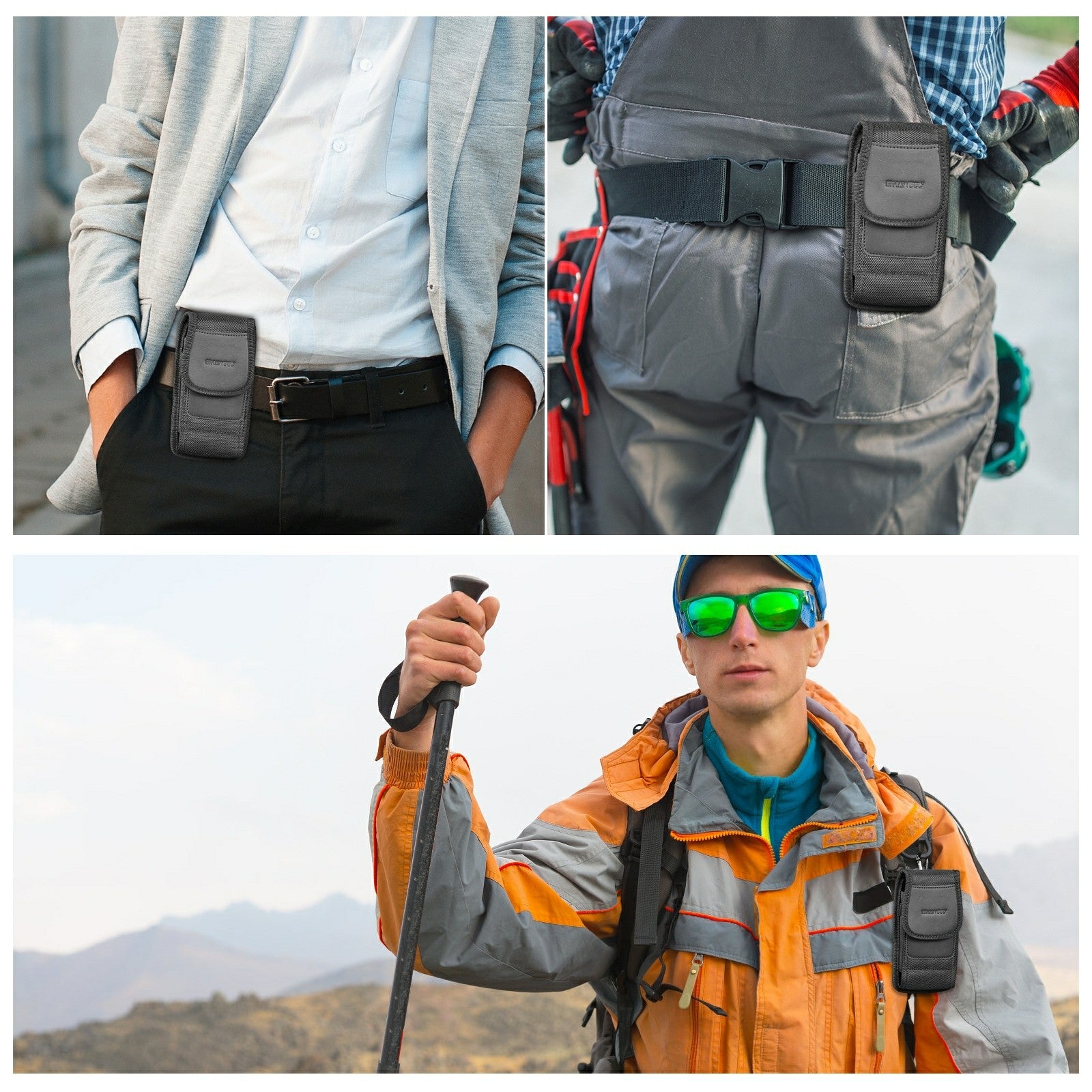 HAWEEL HWL2171B Vertical Cellphone Storage Pouch Nylon Men Waist Belt Hanging Bag for Phone within 4.7-inch