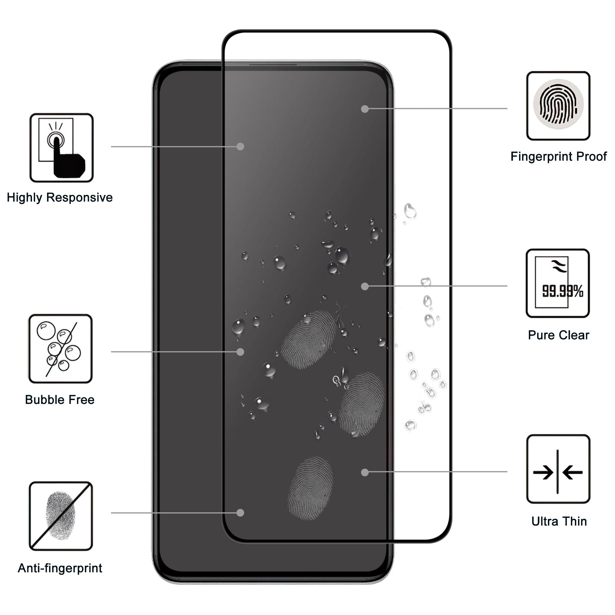 For Xiaomi Poco F6 Pro 5G Full Screen Protector Black Edge AGC Glass Full Glue HD Clear Film