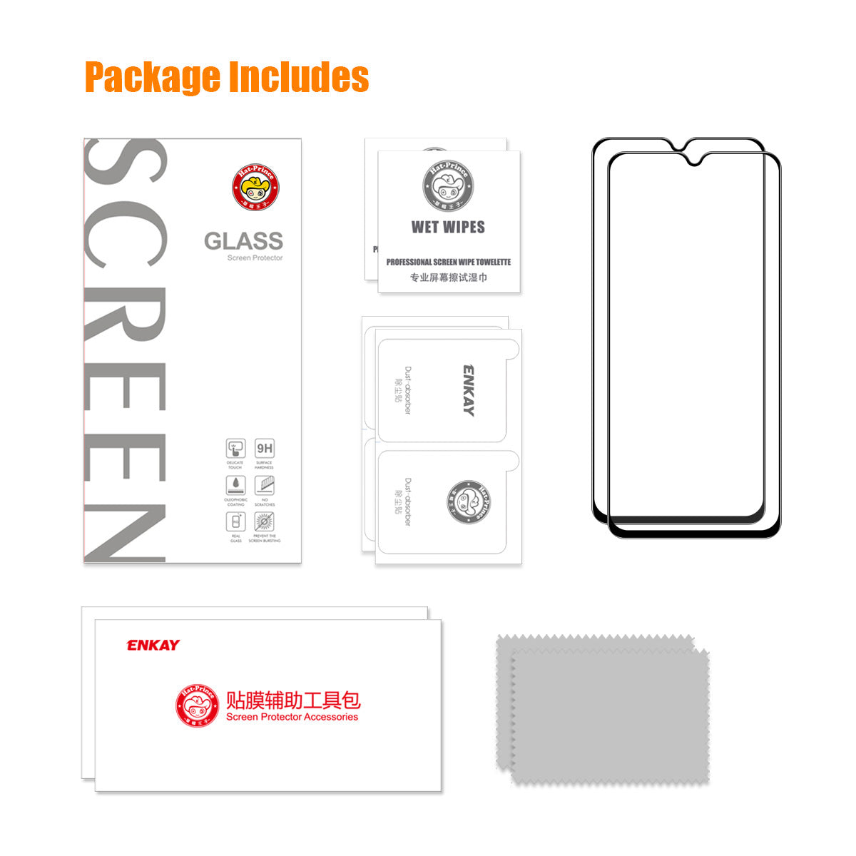 ENKAY HAT PRINCE 2Pcs for Transsion Infinix Note 12i Screen Protector Full Coverage Impact Dispersion High Aluminium-silicon Glass Film