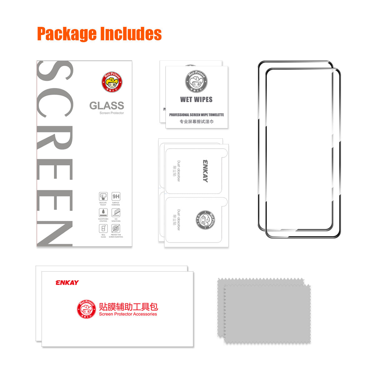 ENKAY HAT PRINCE 2Pcs for OnePlus Nord N20 5G Screen Protector High Aluminium-silicon Glass 0.26mm 9H Hardness 2.5D Film