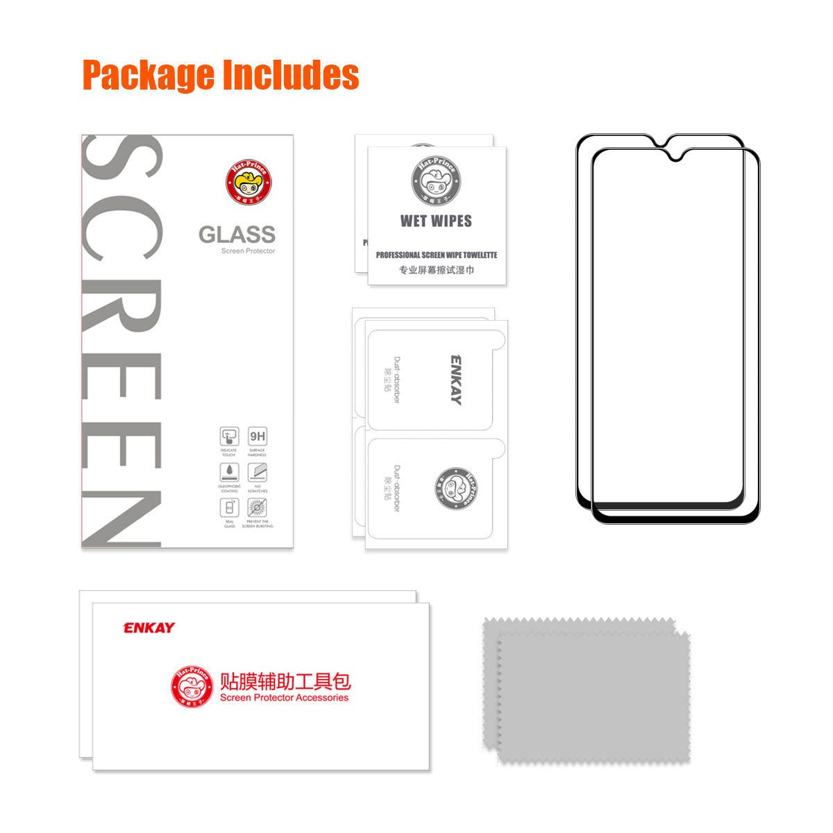 ENKAY HAT PRINCE 2Pcs for ZTE Blade A52 Lite 4G Screen Protector 9H Hardness Silk Printing Full Glue Film