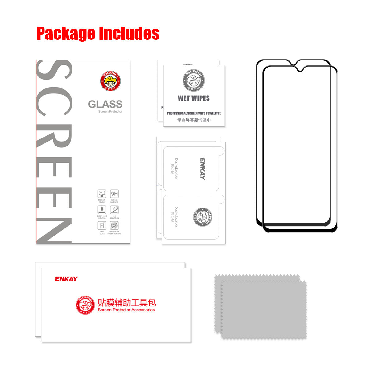 ENKAY HAT PRINCE 2Pcs for Nokia C21 Plus 4G Silk Printing 0.26mm Ultra Thin Screen Protector Clear 2.5D 9H Film