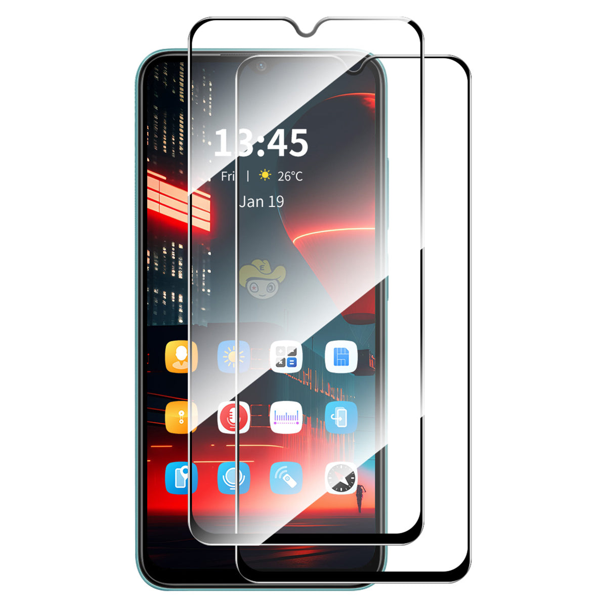ENKAY HAT PRINCE 2Pcs for Transsion itel Vision 2s Screen Protector Clear High Aluminium-silicon Glass Film with Black Edge