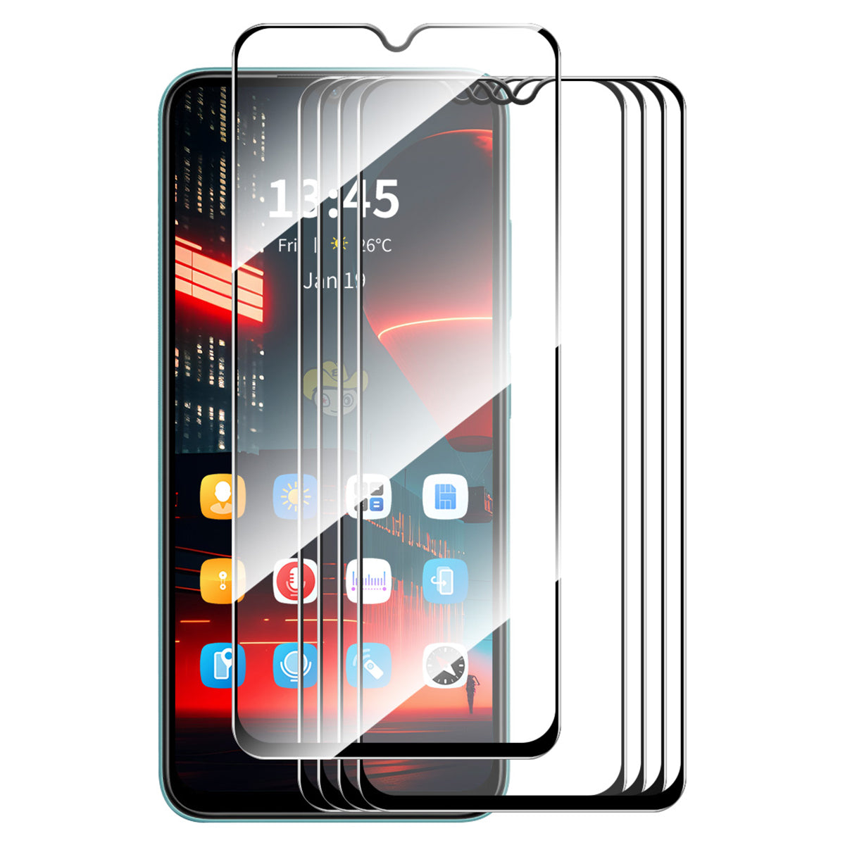 ENKAY HAT PRINCE 5Pcs for Transsion itel Vision 2s Screen Protector Silk Printing Explosion-proof 9H Film