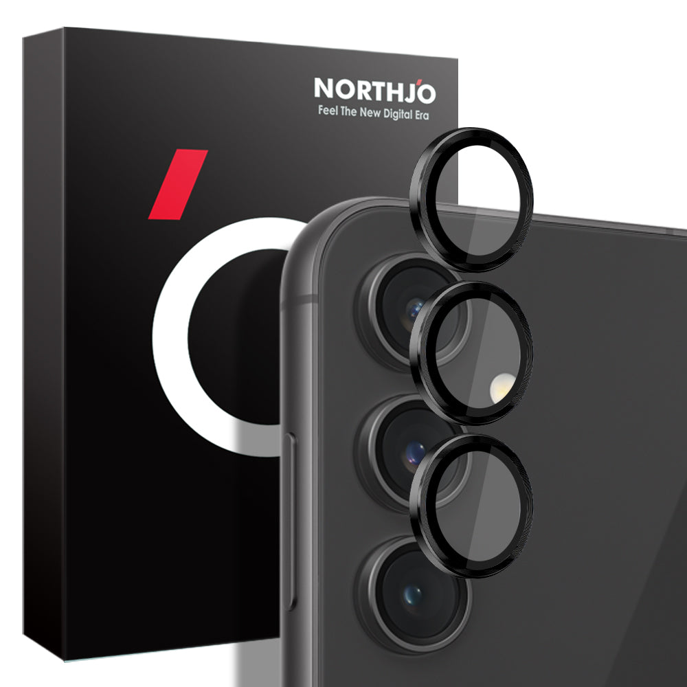 NORTHJO 1 Set For Samsung Galaxy S23 FE Camera Lens Protector Tempered Glass Rear Lens Film with CD Vein Metal Ring