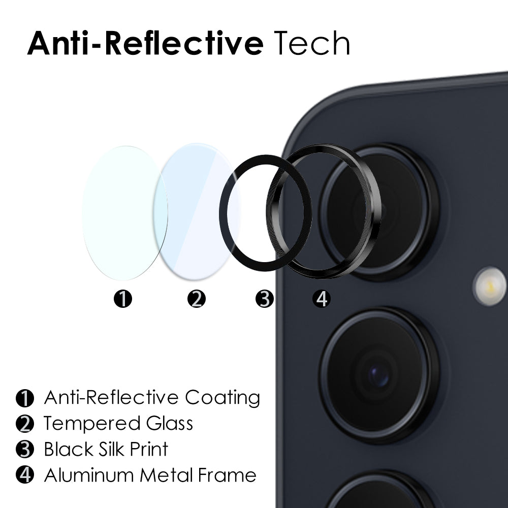 NORTHJO 1 Set For Samsung Galaxy A35 5G Camera Lens Film 9H Scratch-proof Rear Lens Protector with CD Vein Metal Ring