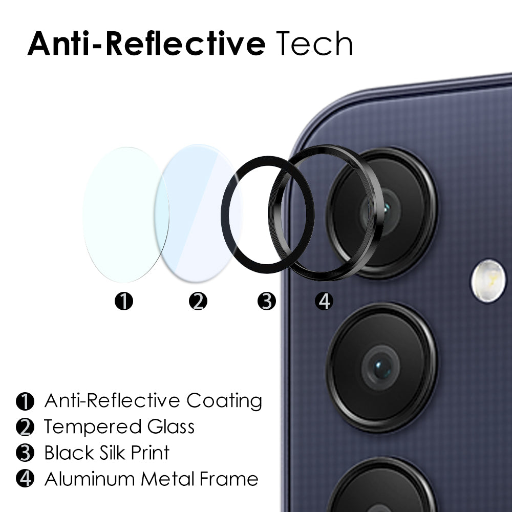 NORTHJO 1 Set For Samsung Galaxy A25 5G (Global) (161.0 x 76.5 x 8.3mm) 9H Camera Lens Film with CD Vein Metal Ring