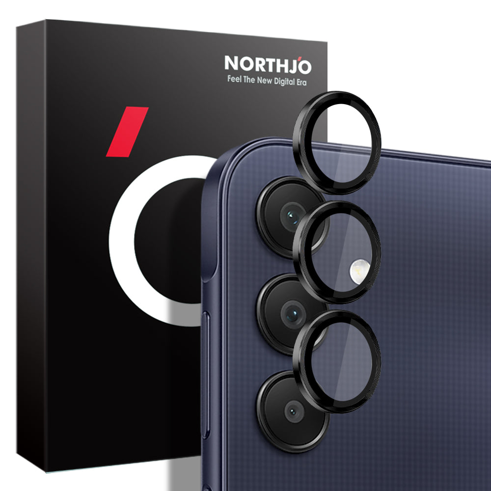 NORTHJO 1 Set For Samsung Galaxy A25 5G (Global) (161.0 x 76.5 x 8.3mm) 9H Camera Lens Film with CD Vein Metal Ring