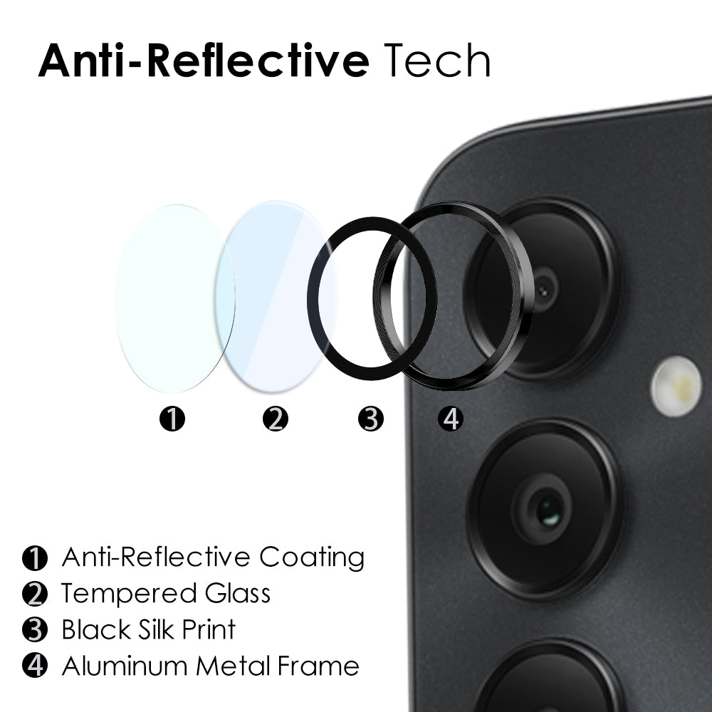 NORTHJO 1 Set For Samsung Galaxy A05s 4G Tempered Glass Camera Lens Protector with CD Vein Metal Ring