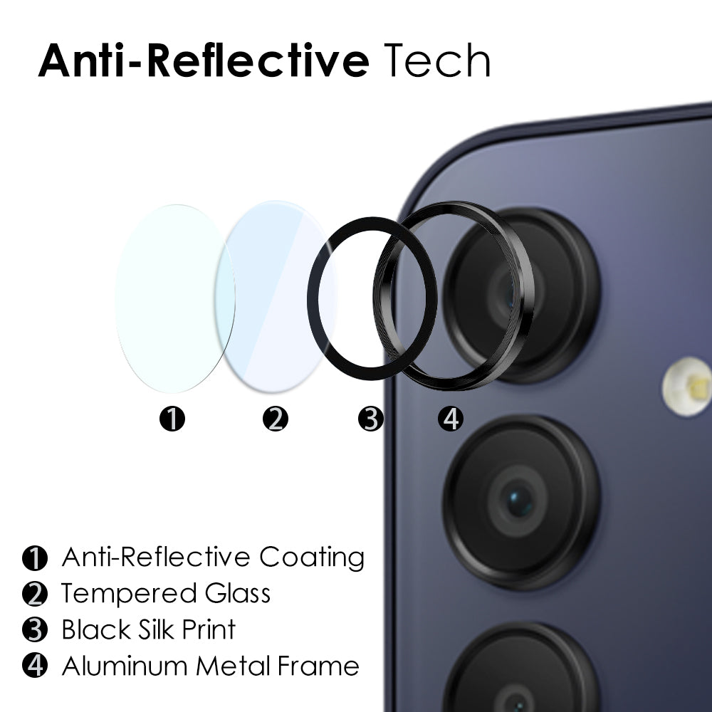 NORTHJO 1 Set For Samsung Galaxy A15 4G Camera Lens Protector Metal Frame + Tempered Glass Lens Film