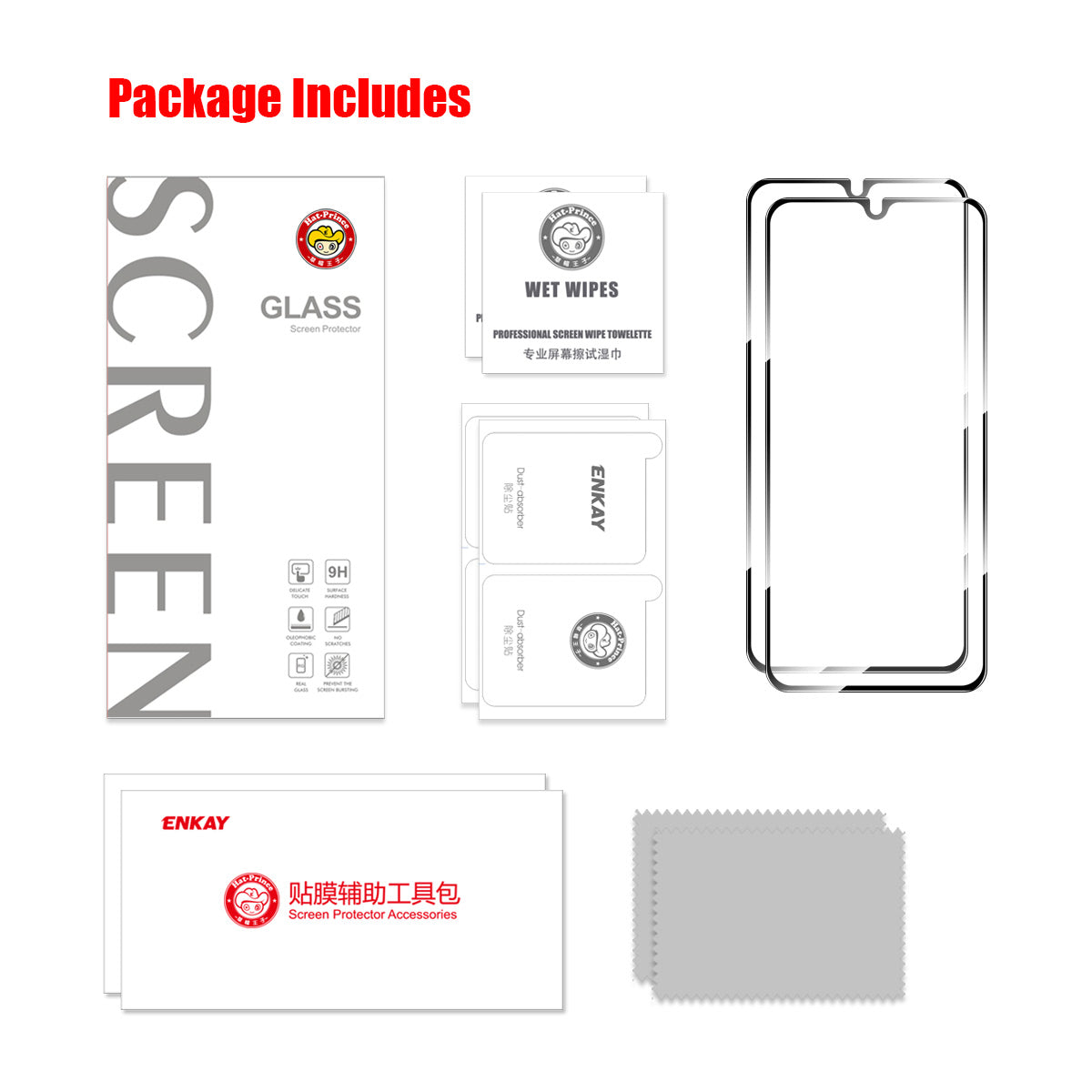 ENKAY HAT PRINCE 2Pcs for Realme Note 50 4G Screen Protector 9H Hardness 2.5D Silk Printing Film