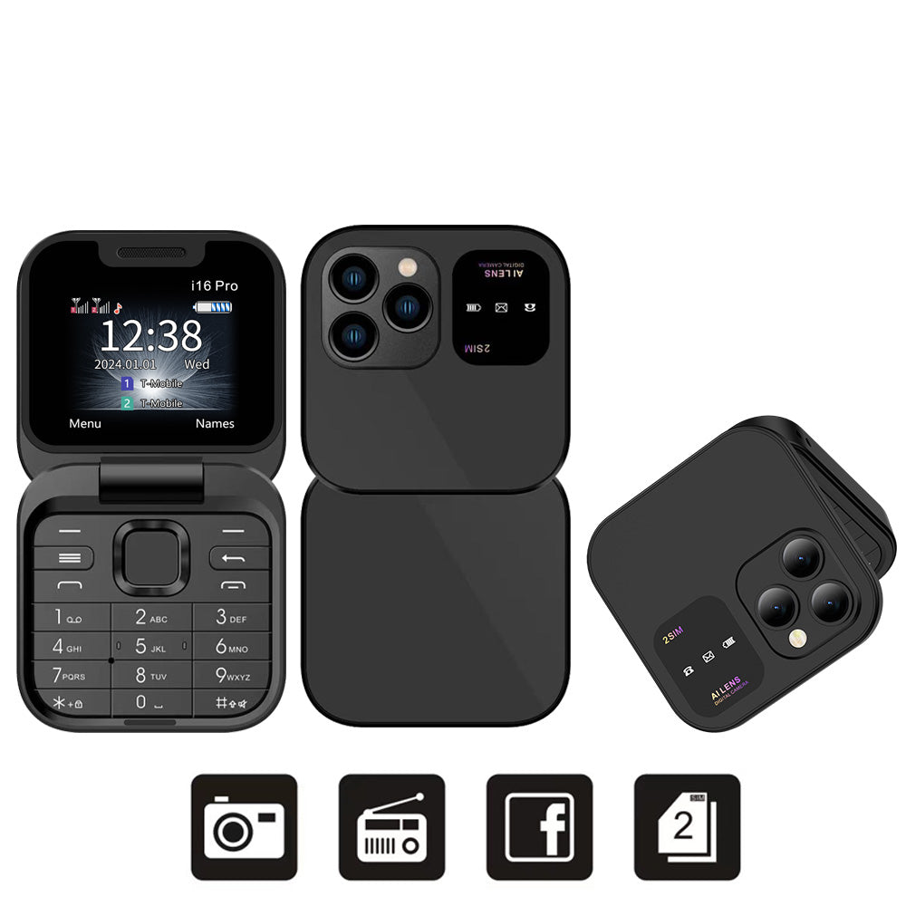 SERVO i16 Pro Dual SIM Card 2G Flip Foldable Feature Phone