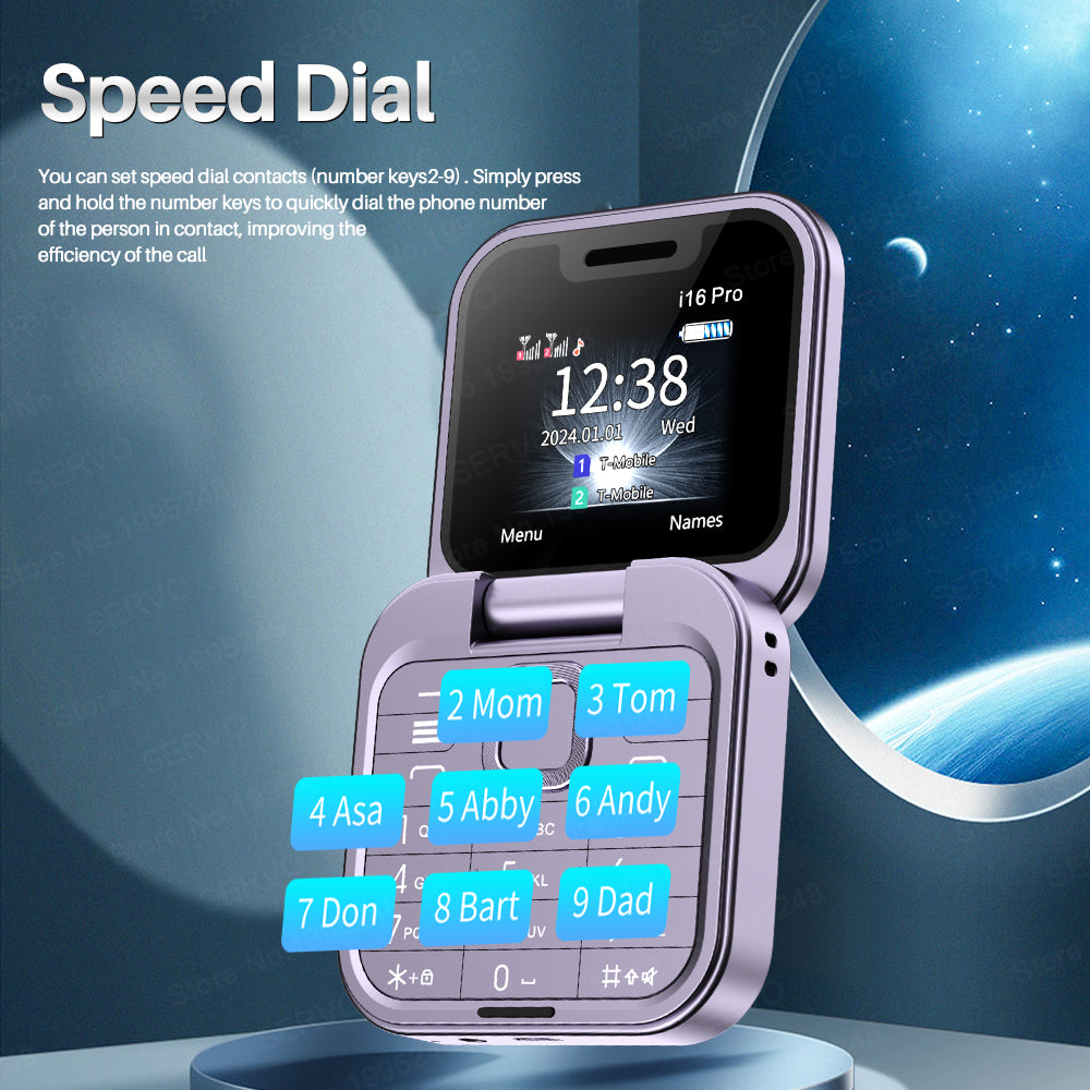 SERVO i16 Pro Dual SIM Card 2G Flip Foldable Feature Phone