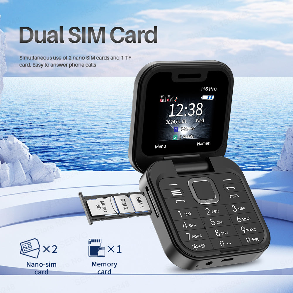 SERVO i16 Pro Dual SIM Card 2G Flip Foldable Feature Phone