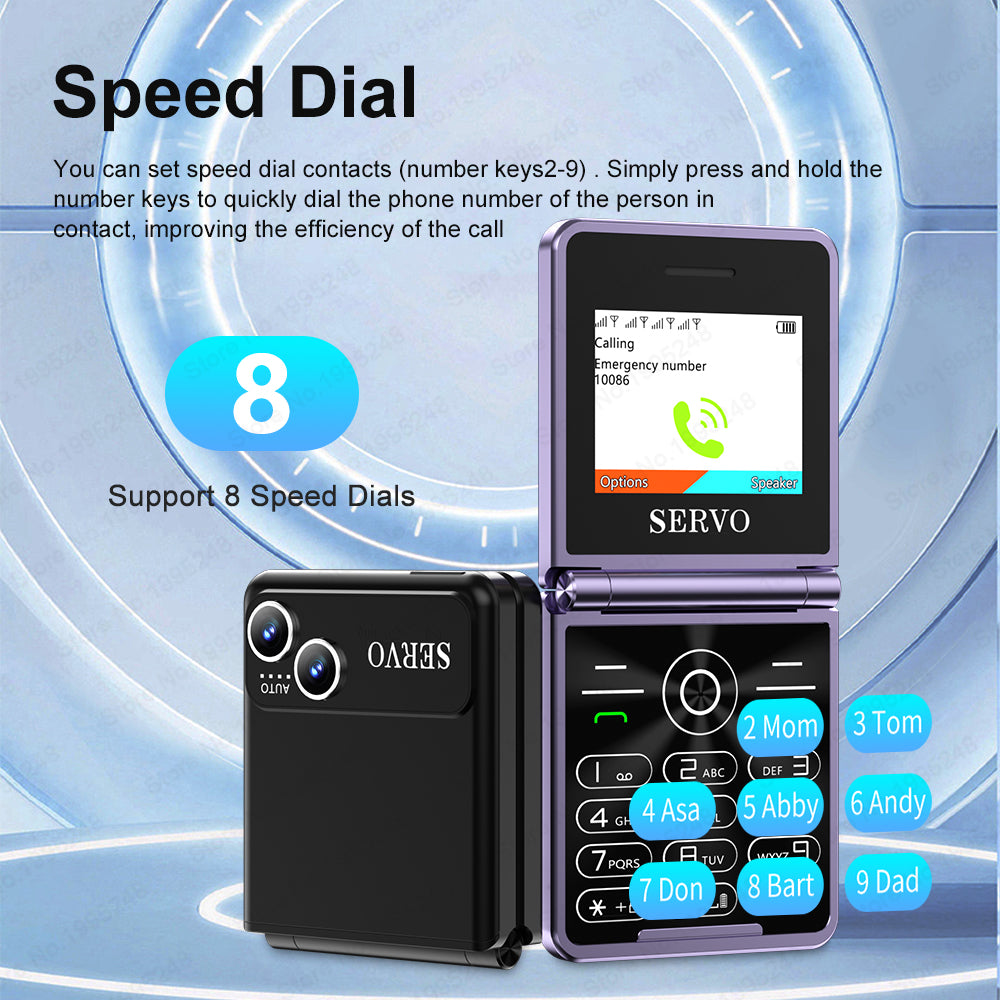 SERVO IP15 Flip Foldable 2G Phone 2.4 inch HD Screen
