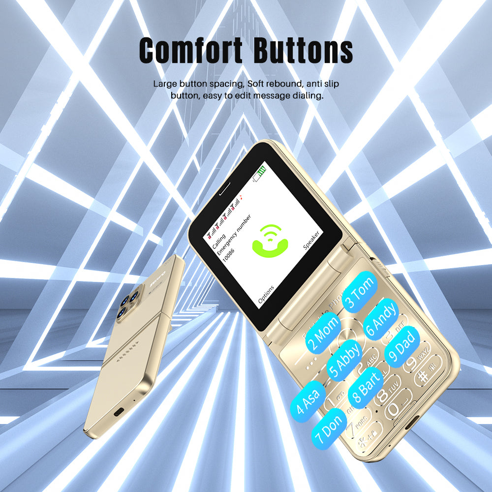 SERVO Flilo7 Quad SIM Flip Foldable 2G Phone for Elderly