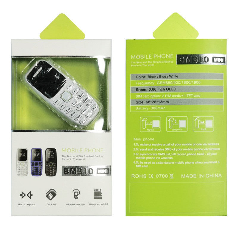 BM310 0.66-inch Screen 2G GSM Mobile Phone Dual-SIM Mini Bar Phone