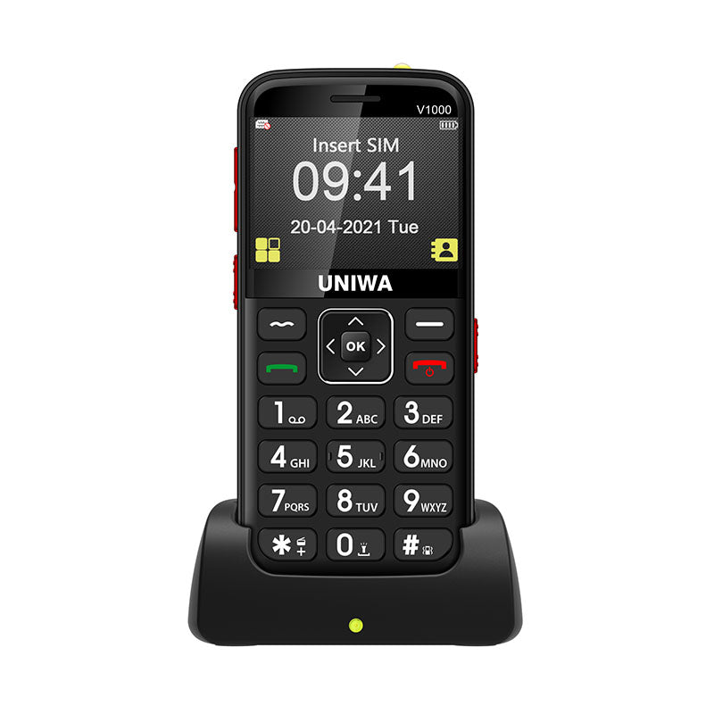 UNIWA V1000 4G Cellphone 2.31-inch 0.3MP Camera Big Button Bar Phone, EU Version
