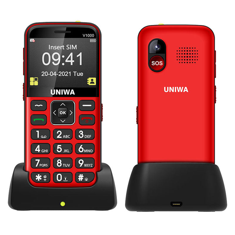 UNIWA V1000 4G Cellphone 2.31-inch 0.3MP Camera Big Button Bar Phone, EU Version