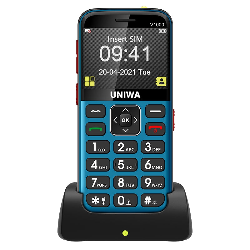 UNIWA V1000 4G Cellphone 2.31-inch 0.3MP Camera Big Button Bar Phone, EU Version